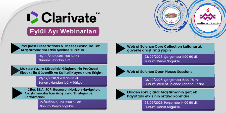 Clarivate Eylül Webinar Programı